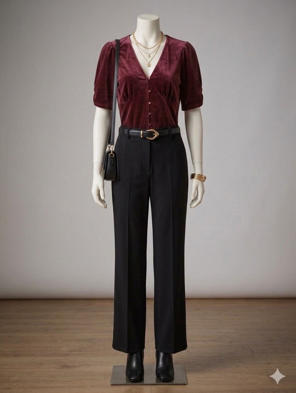 American Rag Velvet Button-Down Top - Deep Wine